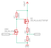 Schematics of battery level measurement using two MOSFET transistors